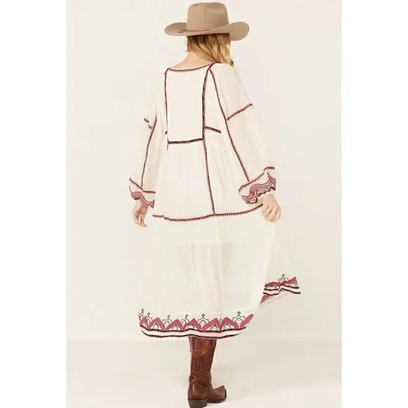 Free People Women's Sweet Escape Midi Dress boho embroidered small - Picture 3 of 12